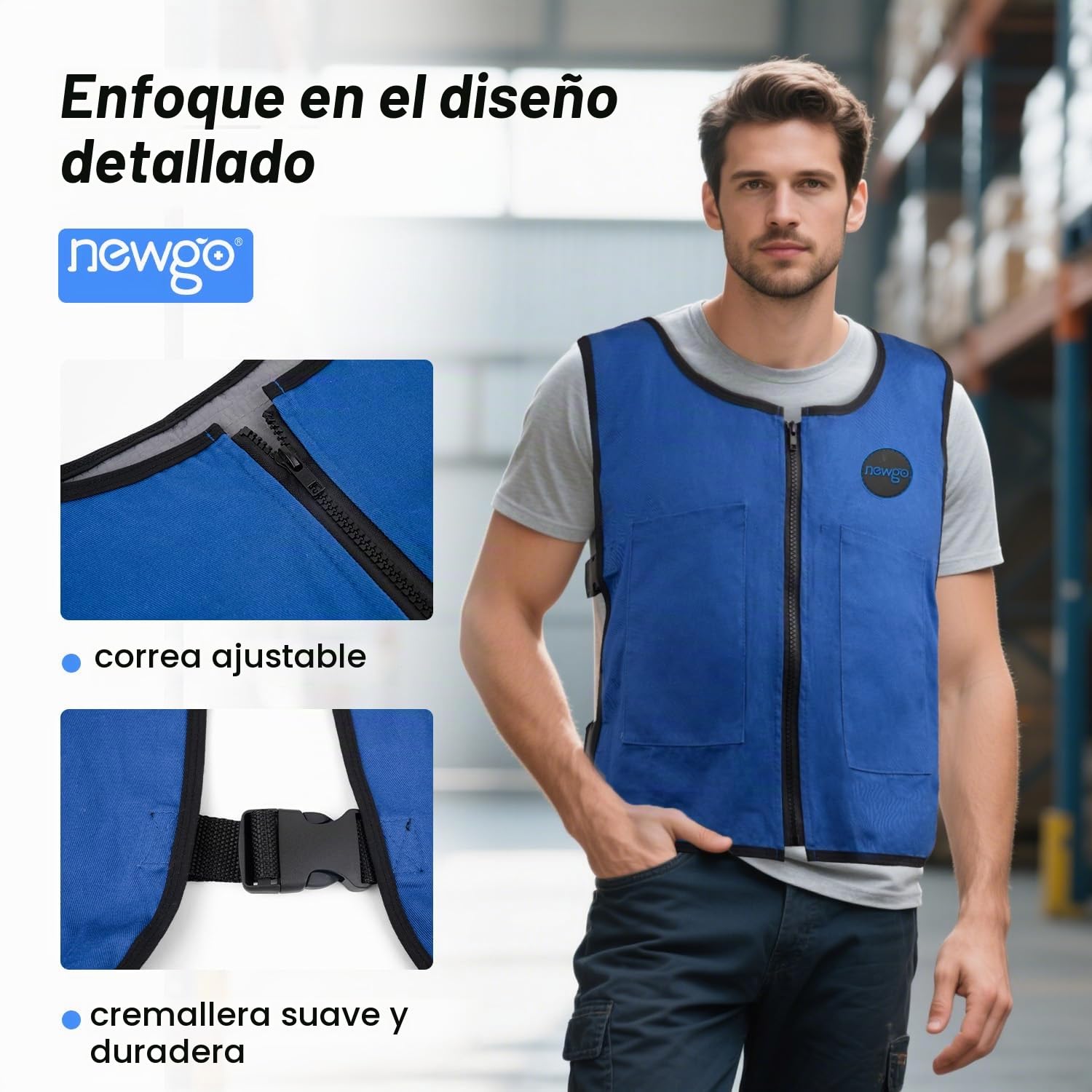 NEWGO Chaleco de hielo enfriamiento rápido ajustable con bolsillo para hombre mujer