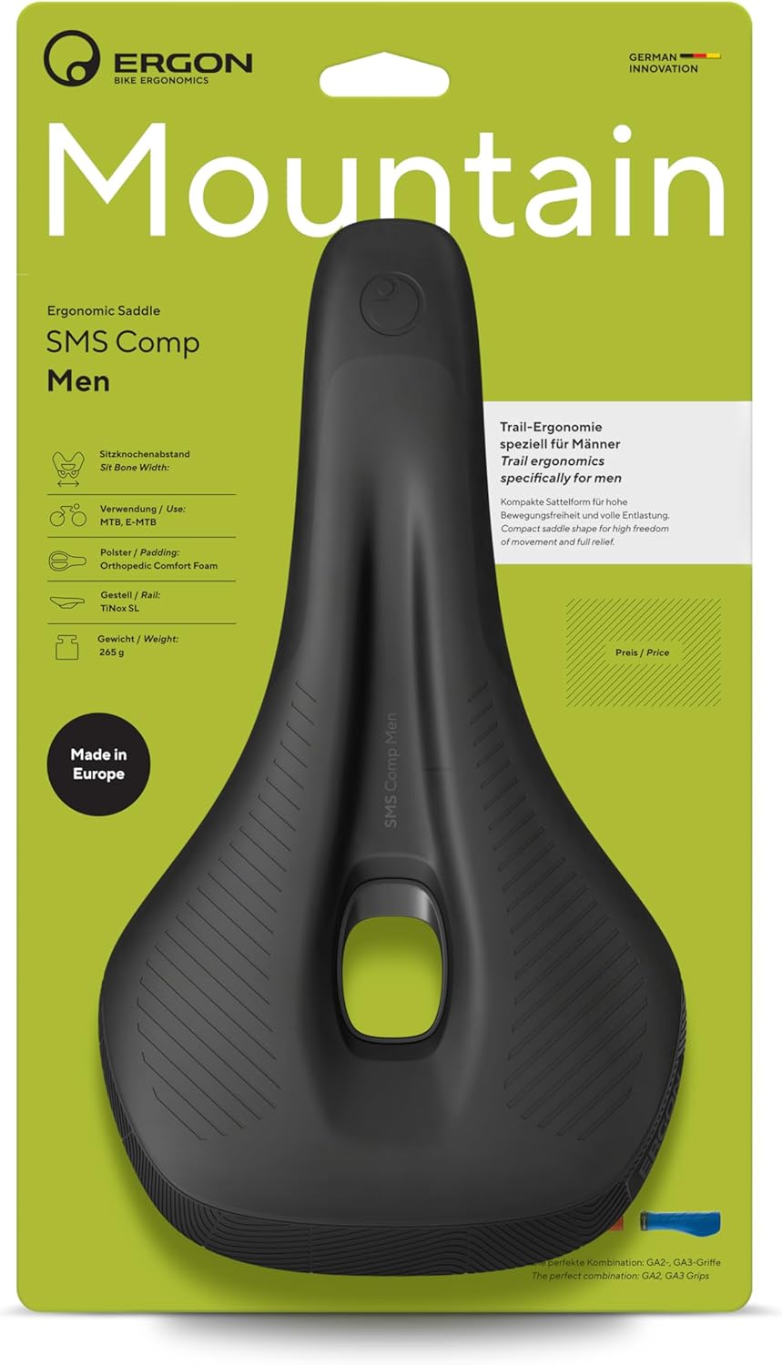 Ergon SMS Men’s Bike Saddle – Ergonomic Bicycle Seat for MTB, Trail & All-Mountain Riding