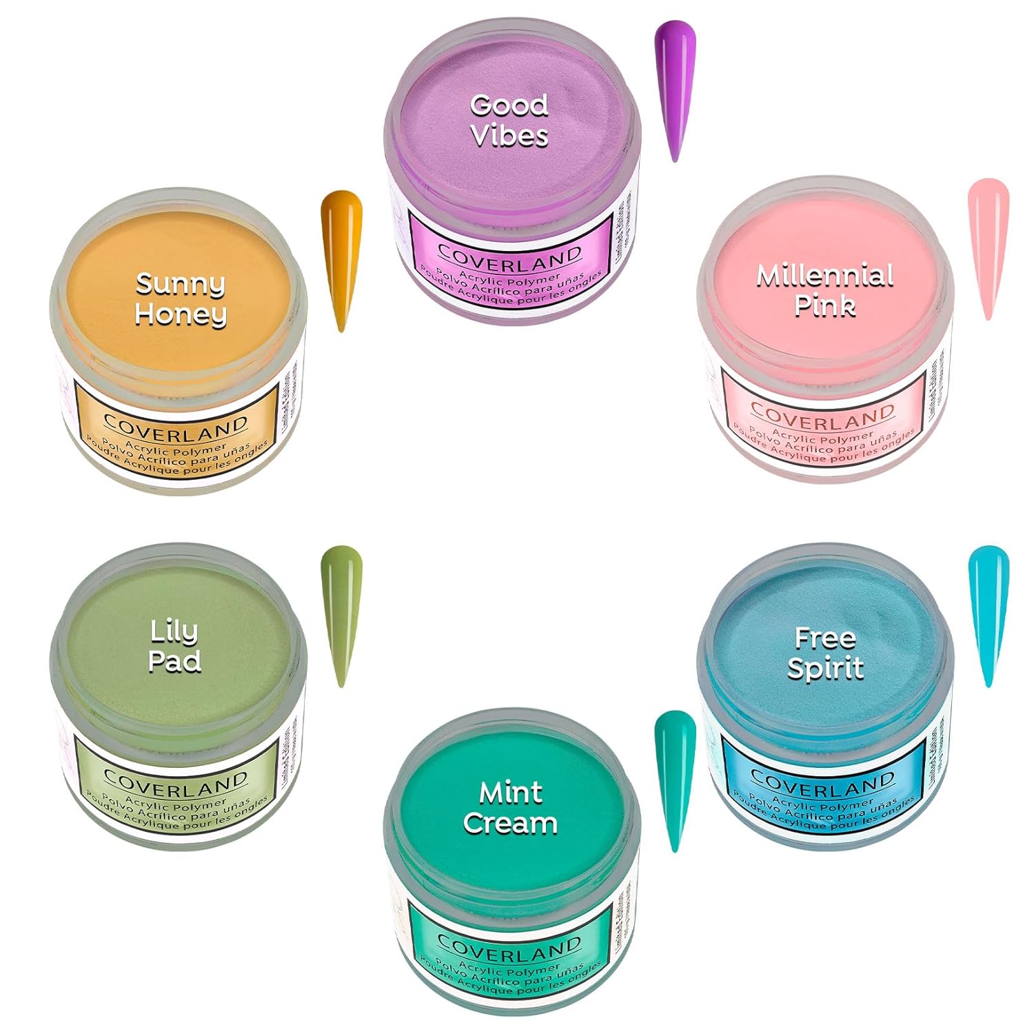 Tones Coverland Professional Acrylic Nail Powder Spring Collection "Festival Bloom" (6 Pc x 1.5 oz) for Nail Art