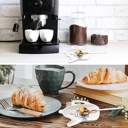 Miniatura 5 de Meanplan 2 piezas de cerámica cuchara de café titular resto cita divertida pero primer café agradable regalo de Pascua decoración accesorios