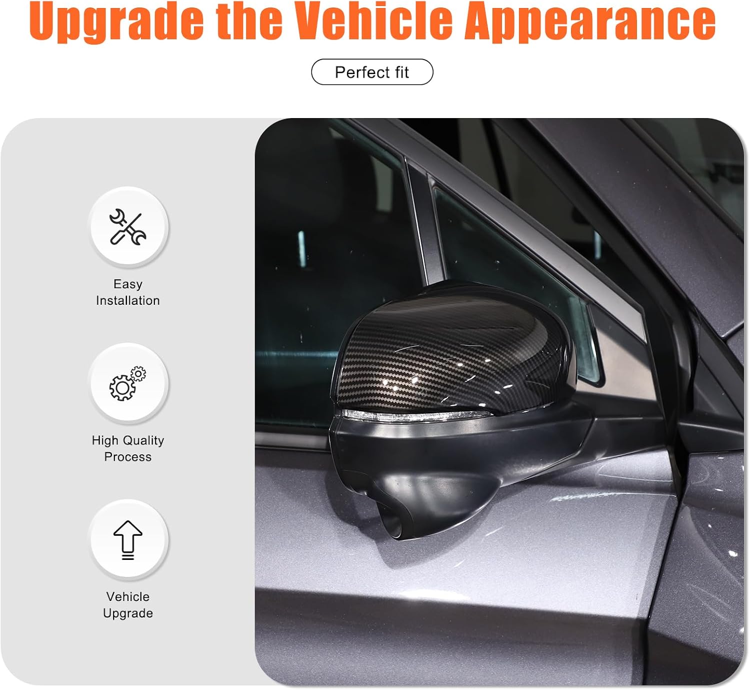 2PCS Car Rearview Mirror Cover Trims Compatible with Honda Pilot 2016-2022, Ridgeline 2020-2023, Passport 2019-2023 Car Exterior Side Rear View Mirror Protector Cover (Carbon Fiber Pattern)
