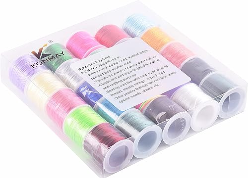 Vista 216 de KONMAY - Cuerda de nailon para hacer manualidades tipo bisutería, macramé o crochet, joyería, nudos chinos, Kumihimo, disponible en varios tamaños