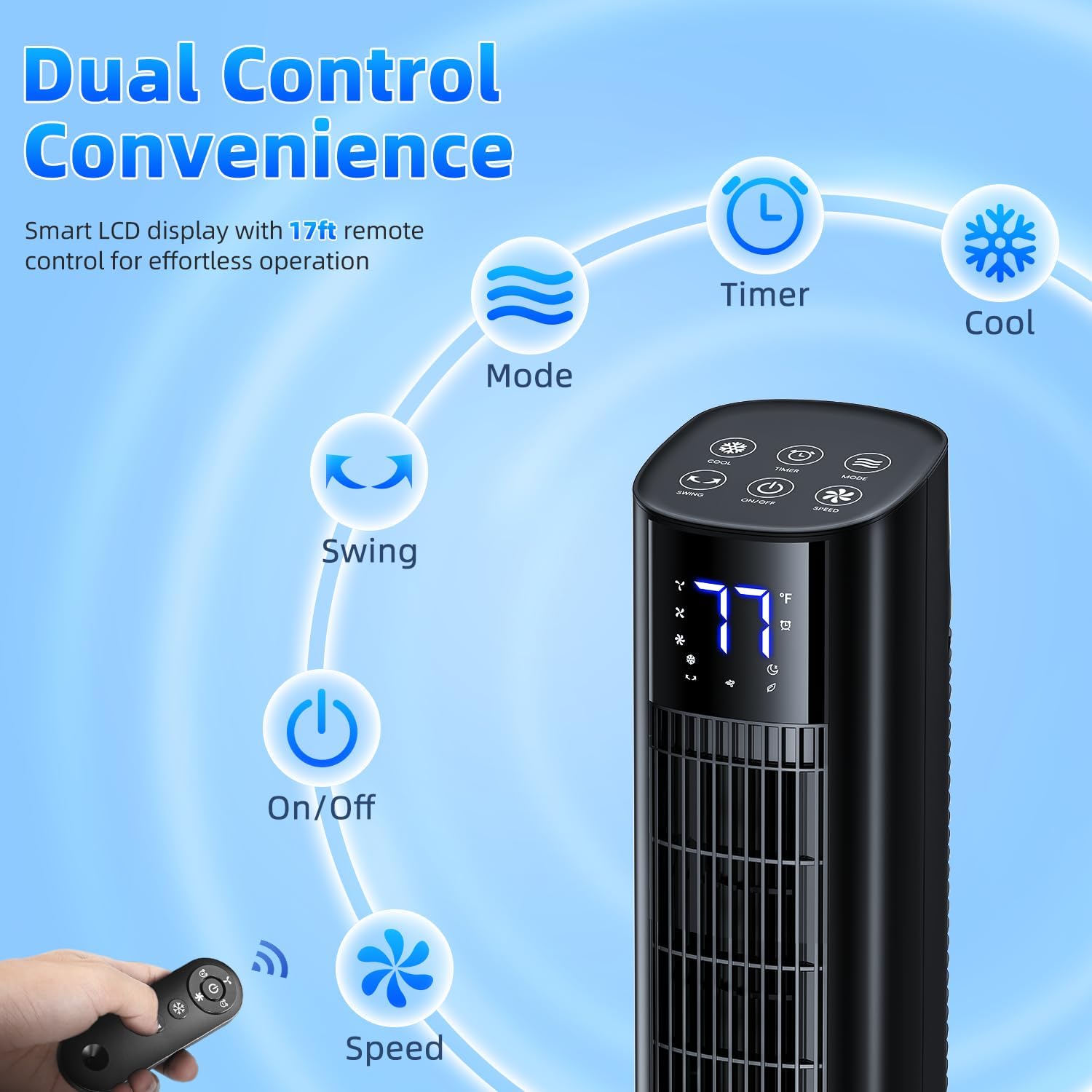 44" Windowless Portable Air Conditioners w/4 Modes & 3 Speeds,12H Timer, 4L Tank for 24H Cooling Evaporative Air Cooler, 4 Ice Packs,17Ft Remote, 120° Oscillating Swamp Cooler Air Conditioner