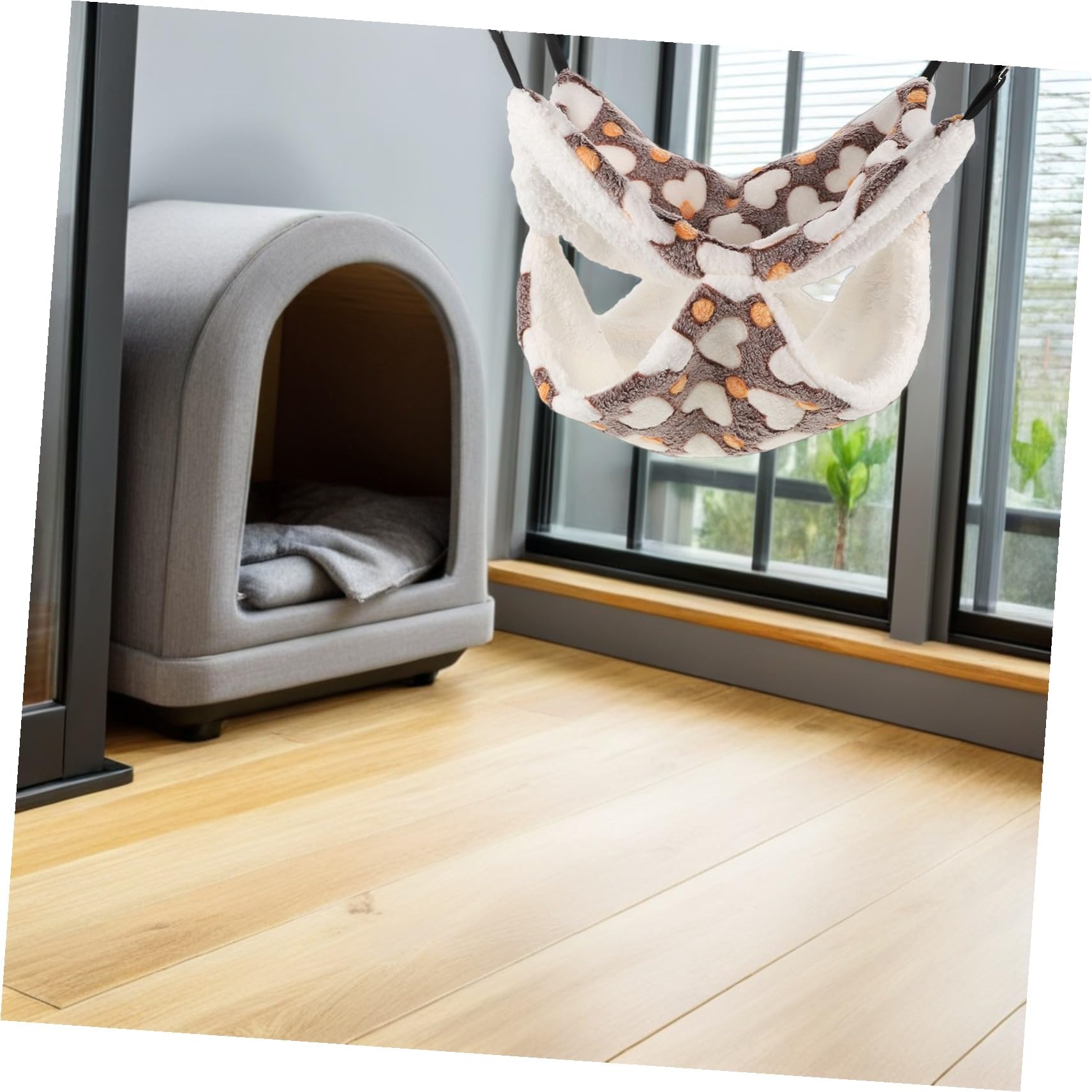 FRCOLOR 3pezzi Letto per Criceti Sospeso Tunnel di Peluche per Topi Nascondiglio per Piccoli Animali Kit di Accessori per Furetti e Criceti Casa Calda per Animali Domestici