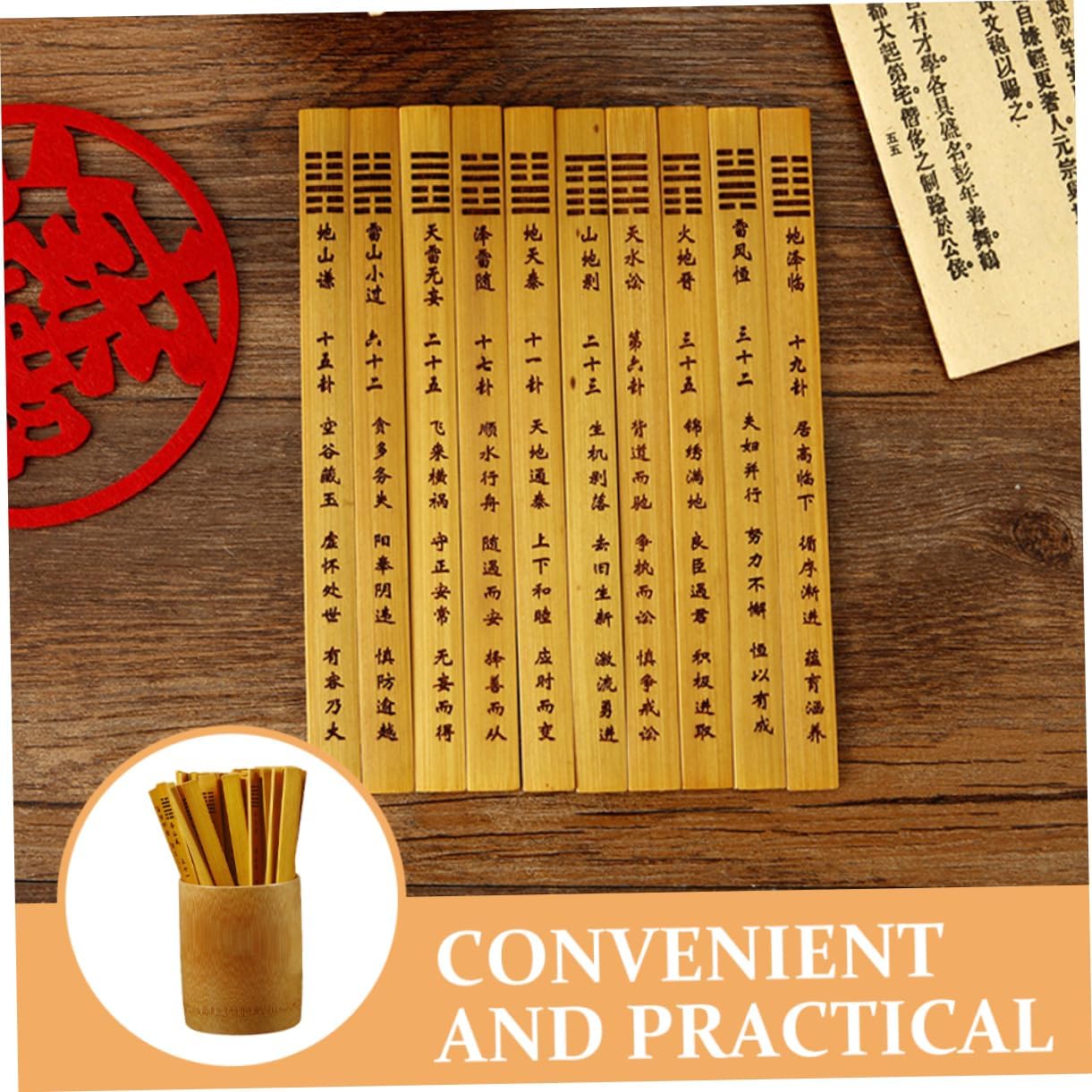 GALPADA 1 Set Chinese Divination Game Sticks Set Sticks with Pot for Fun Easy Fortune Telling Lightweight Portable Design for All Ages Traditional Chinese Prop for Special Occasions