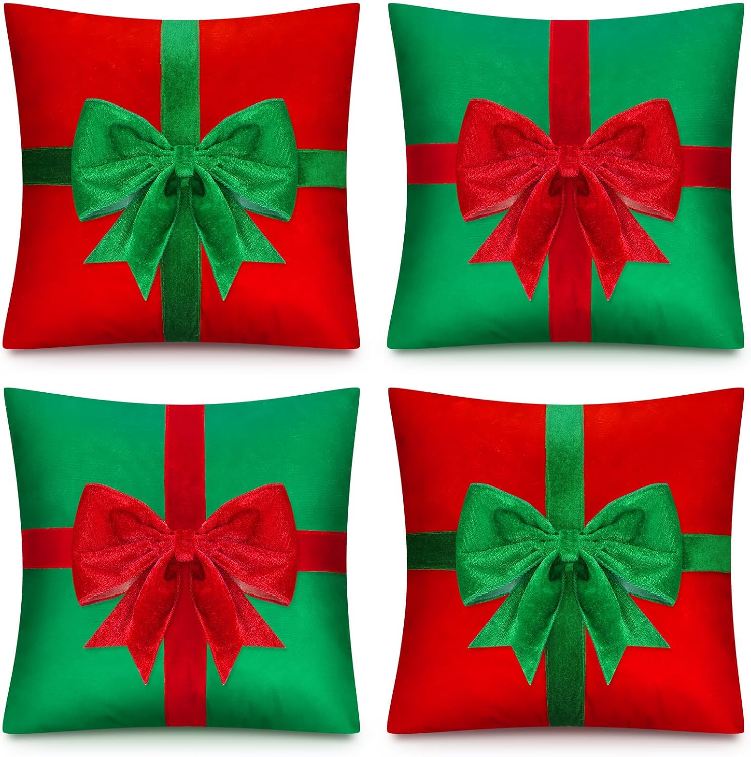 Kingdder 4 Pcs Christmas Pillow Covers Xmas Pillow Cases