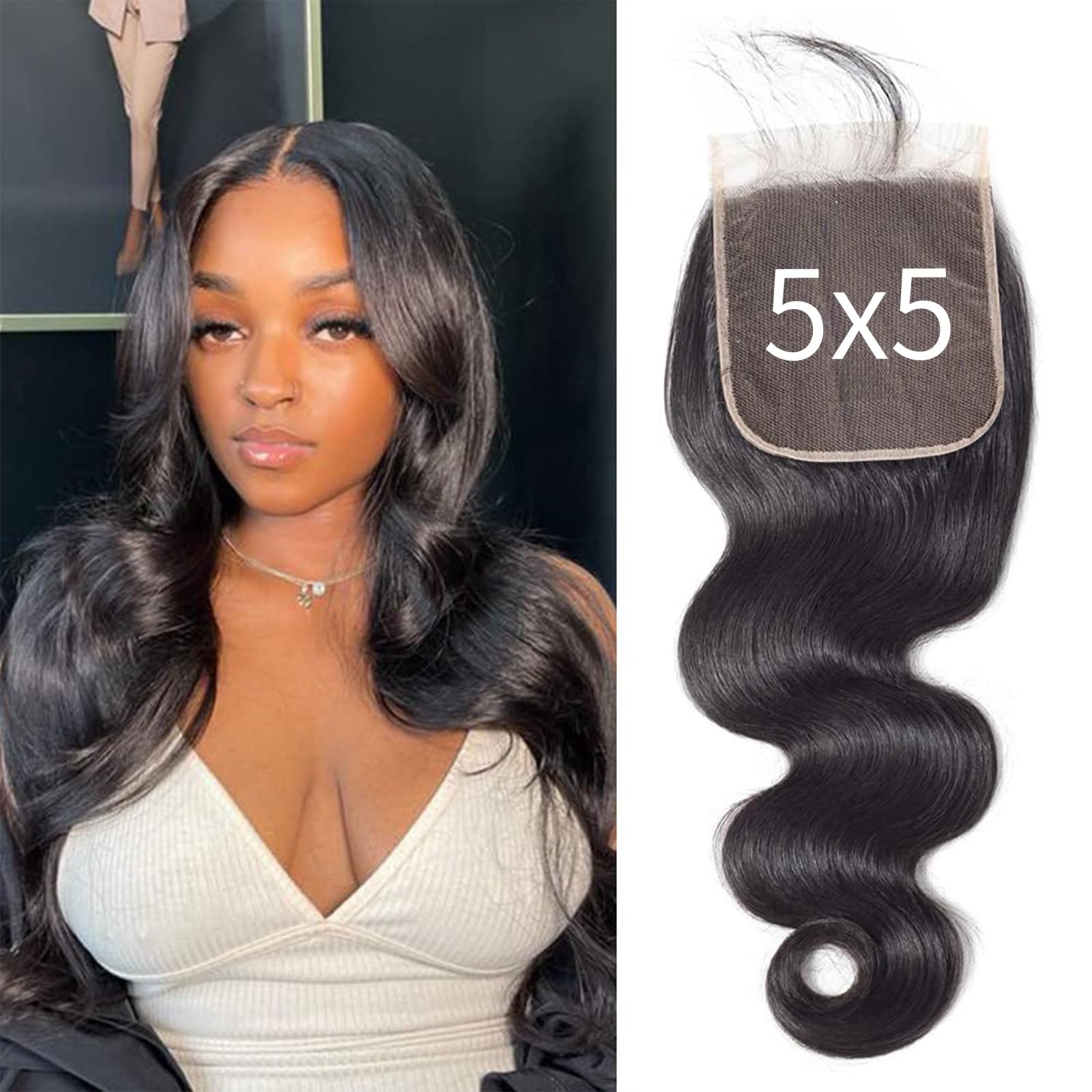 BALORIECA 5x5 Real HD Lace Closure Only lace front closure human hair Body Wave 0.10mm Ultra Thin Invisible Lace Pre Plucked with Baby Hair Natural