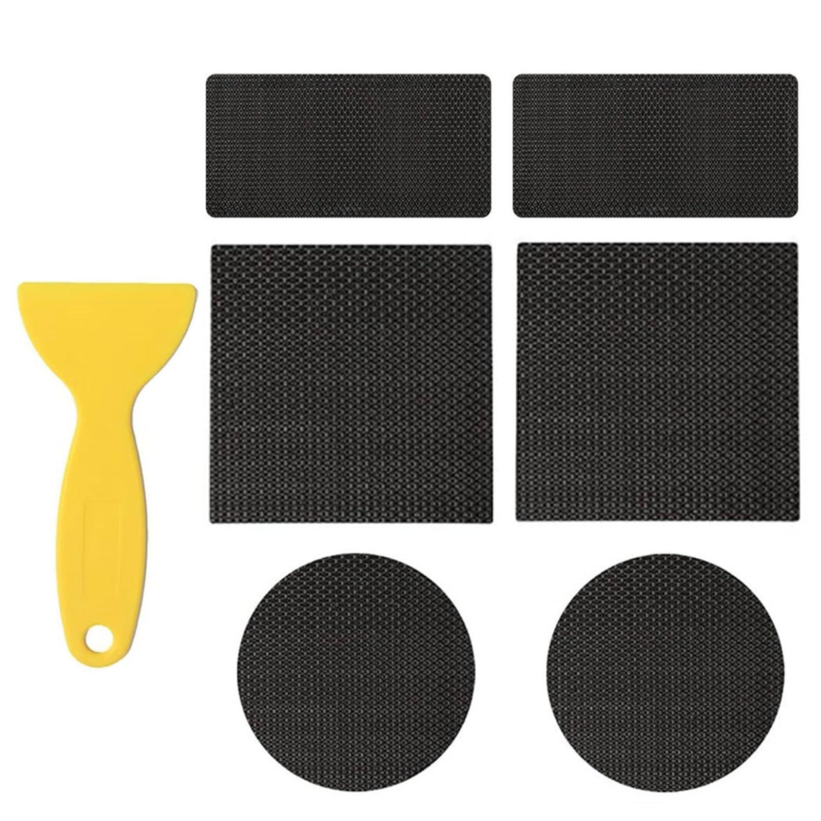 Lot de 6 rouleaux de ruban adhésif de réparation de moquette avec racloir, 3 formes, résistant à la déchirure, facile à utiliser, réparation pour tapis et tissus d'ameublement