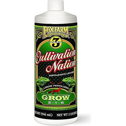 FoxFarm Cultivation Nation Grow Liquid Plant Food, 2-1-6 - Part 1 of FoxFarm 3-Part Feeding Program for Vegetative Growth - NPK Fertilizer for Seedlings & Established Plants - 1 Quart
