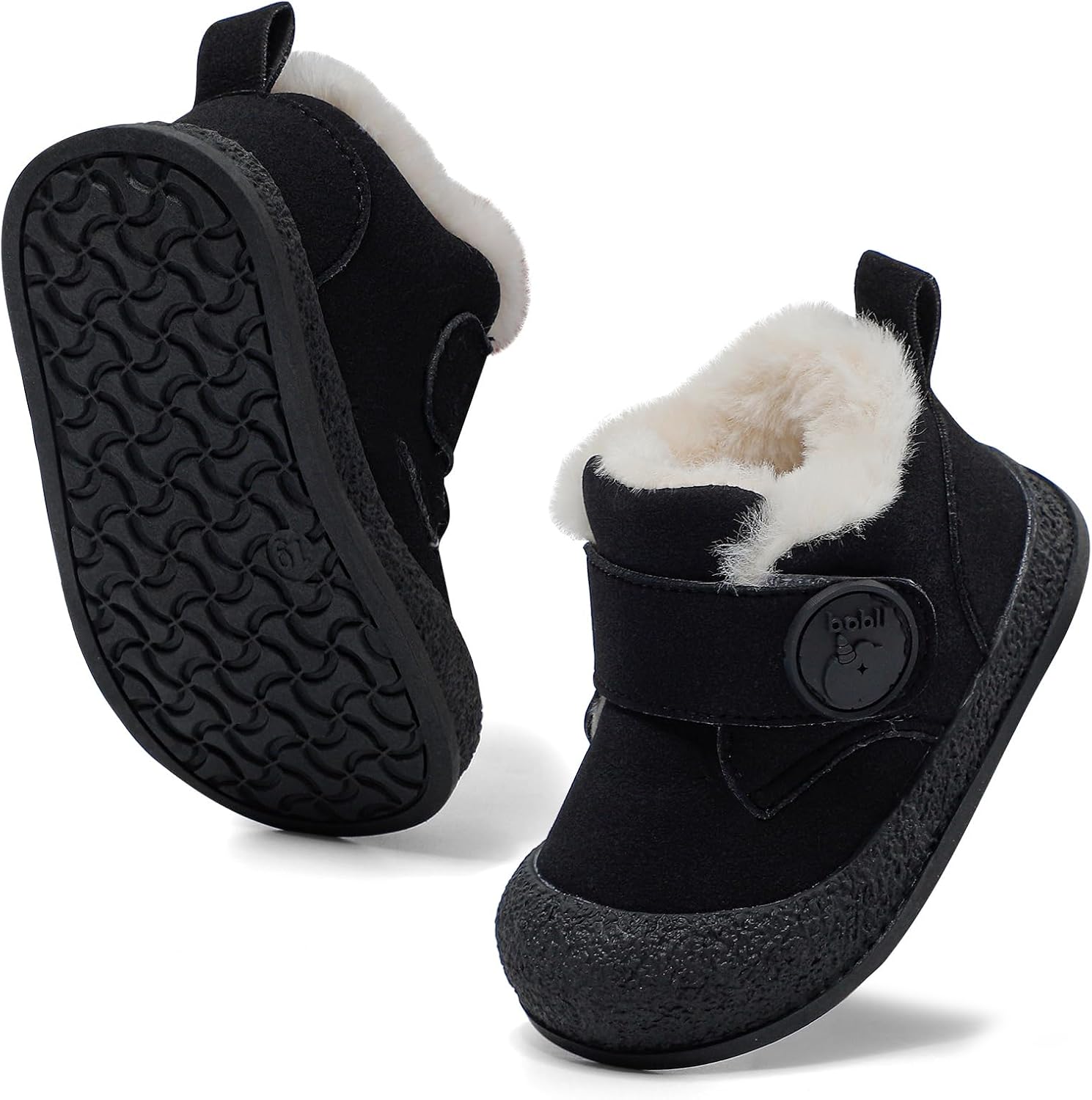 Toddler Snow Boots Cozy Fleece Winter Warm Shoes Suede Wide Toe Baby Booties