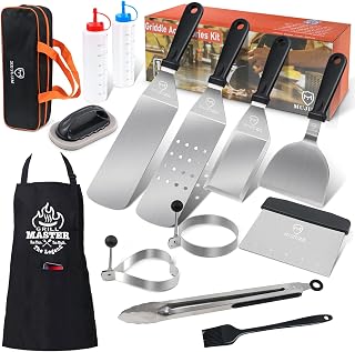 BBQ Grill Tool Sets, MUJUZE Griddle Accessories Kit-Stainless Steel Griddle Tools Set, BBQ Grilling Accessories, Professional Grill Utensils for Barbecue Camping Cooking, Grill Set Gifts for Men