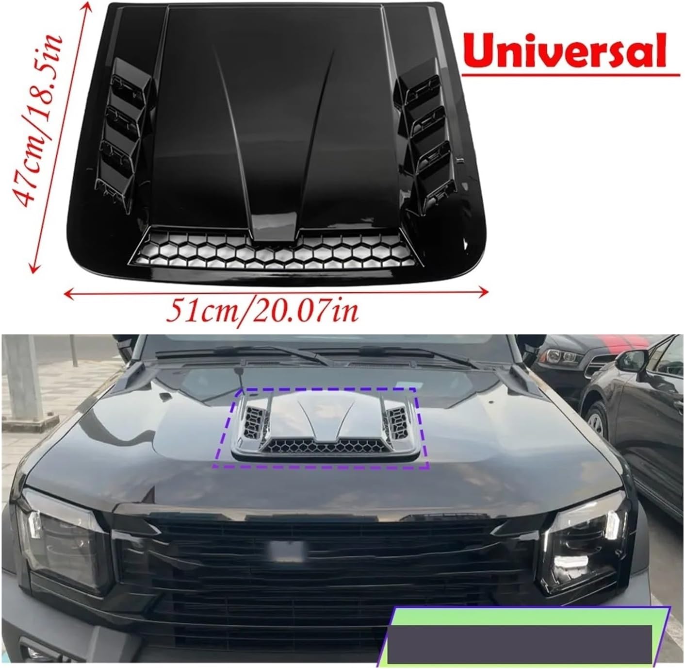 Hood Vents Universal Front Engine Air Flow Intake Hood Scoop Vent Bonnet Cover Accessory Engine Bonnet Cover