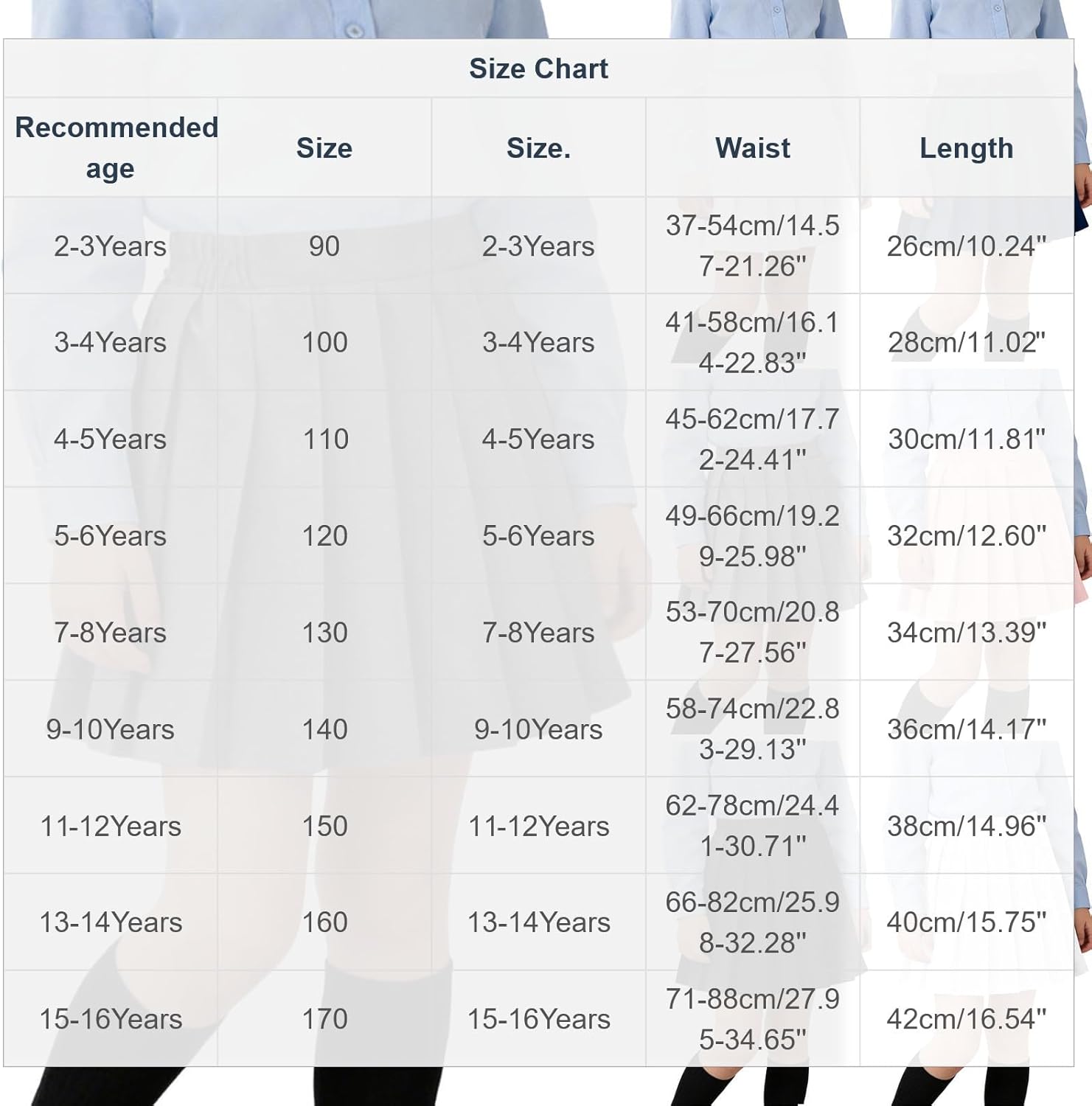 Uniform Skirts for Girls Pleated Elastic Waist A Line Mini Tennis Skirt Uniform Outfits for Kids Size 2-16 Years