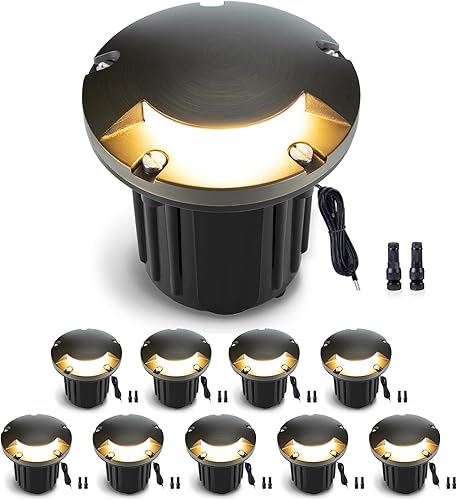 Gardenreet Luces de pozo de latón para exteriores, iluminación LED de bajo voltaje de 12 V, luces de suelo para jardín, camino sin bombilla MR16