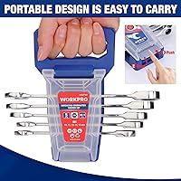Vista 20 de WORKPRO Ratcheting Wrench Set, SAE, 7-piece Ratcheting Combination Wrench Set, 5/16'', 3/8'', 7/16'', 1/2'', 9/16'', 5/8'', 18/16'', 12-Point, CR-V