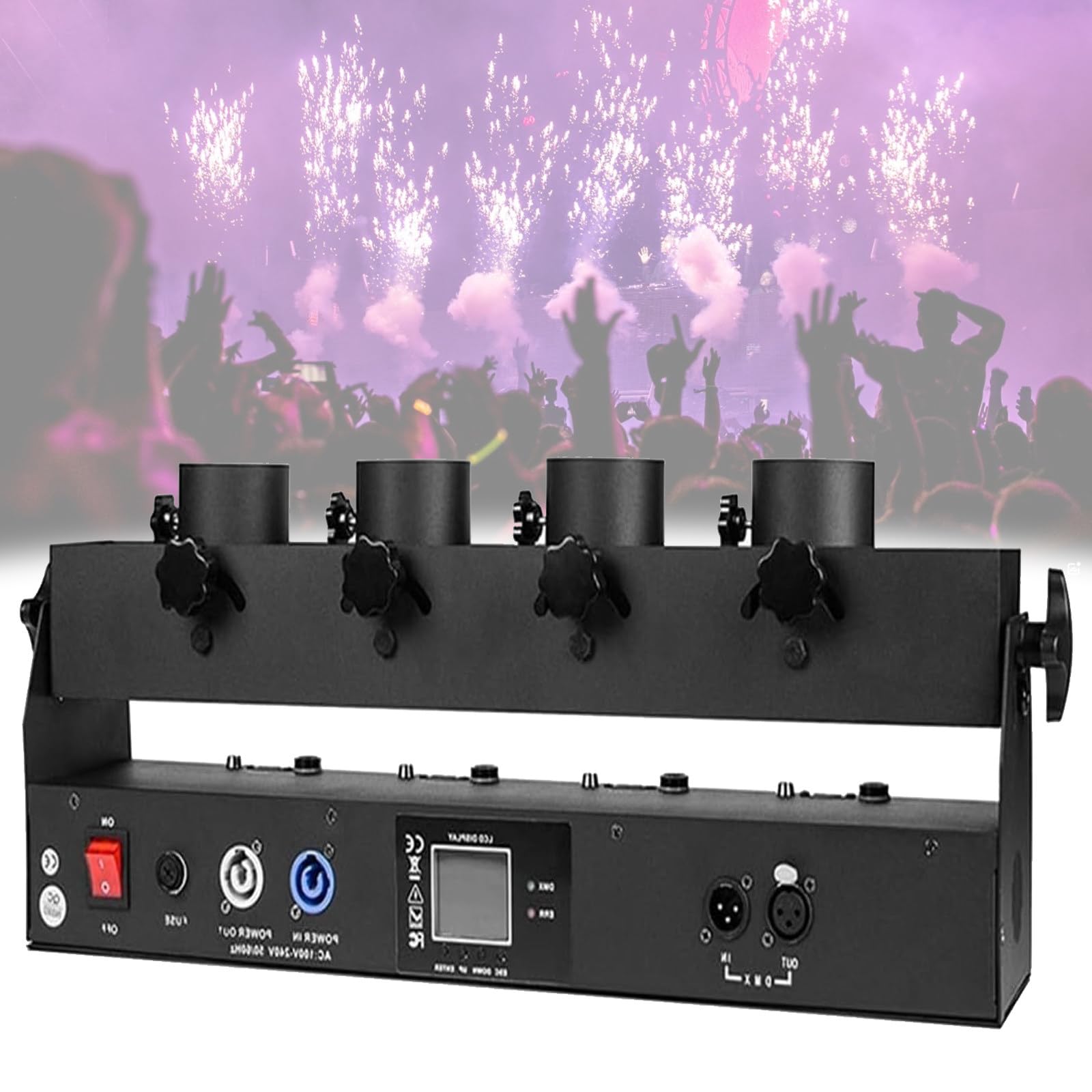 4 Schuss Konfettiwerfer Streamer Kanone Konfettimaschine DMX Fernbedienung Elektrische Papier Konfettikanone Maschine für Partylichteffekt Club Bar Hochzeit Weihnachten Halloween Karneval