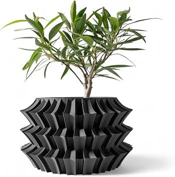 Shogun Modern Planter Japanese Indoor Plant Pot with Drainage | Asian Decor for Desk, Shelf, Gifts | Flowerpot for Succulents & Houseplants Black, Outer Dimensions Standard 6" Width x 4.5" Height
