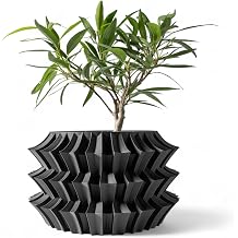 Shogun Modern Planter Japanese Indoor Plant Pot with Drainage | Asian Decor for Desk, Shelf, Gifts | Flowerpot for Succulents & Houseplants Black, Outer Dimensions Standard 6" Width x 4.5" Height