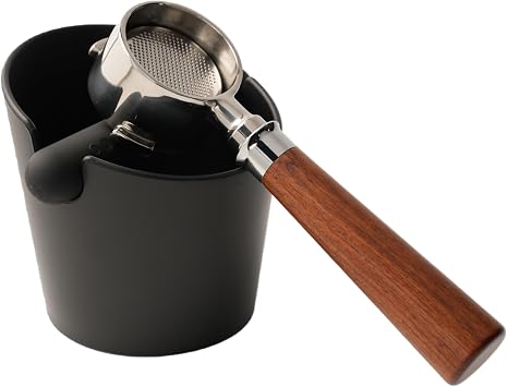 Barista Style Coffee Knock Box, 4.7 in Espresso Knock Box with Removable Plastic Knock Rod and Non-Slip Base Perfect Espresso Knock Box Accessory