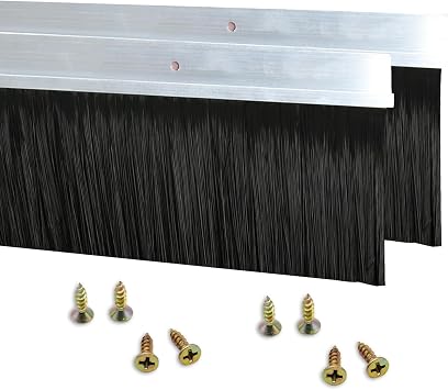2 Pack Door Bottom Sweep, h-Shape Aluminum Alloy Holder Door Sweep for Bottom of Door with 3.6" Sliver Nylon Brush, 39.37"x4.4"1000mmx112mm
