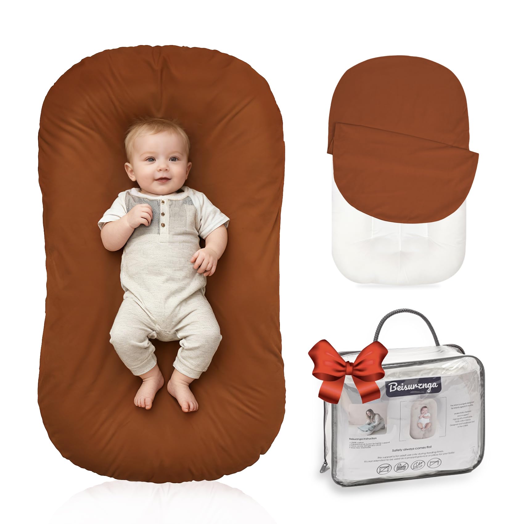 Baby Lounger Newborn 0-24 Months, Home and Travel Infant Cushion-Orange