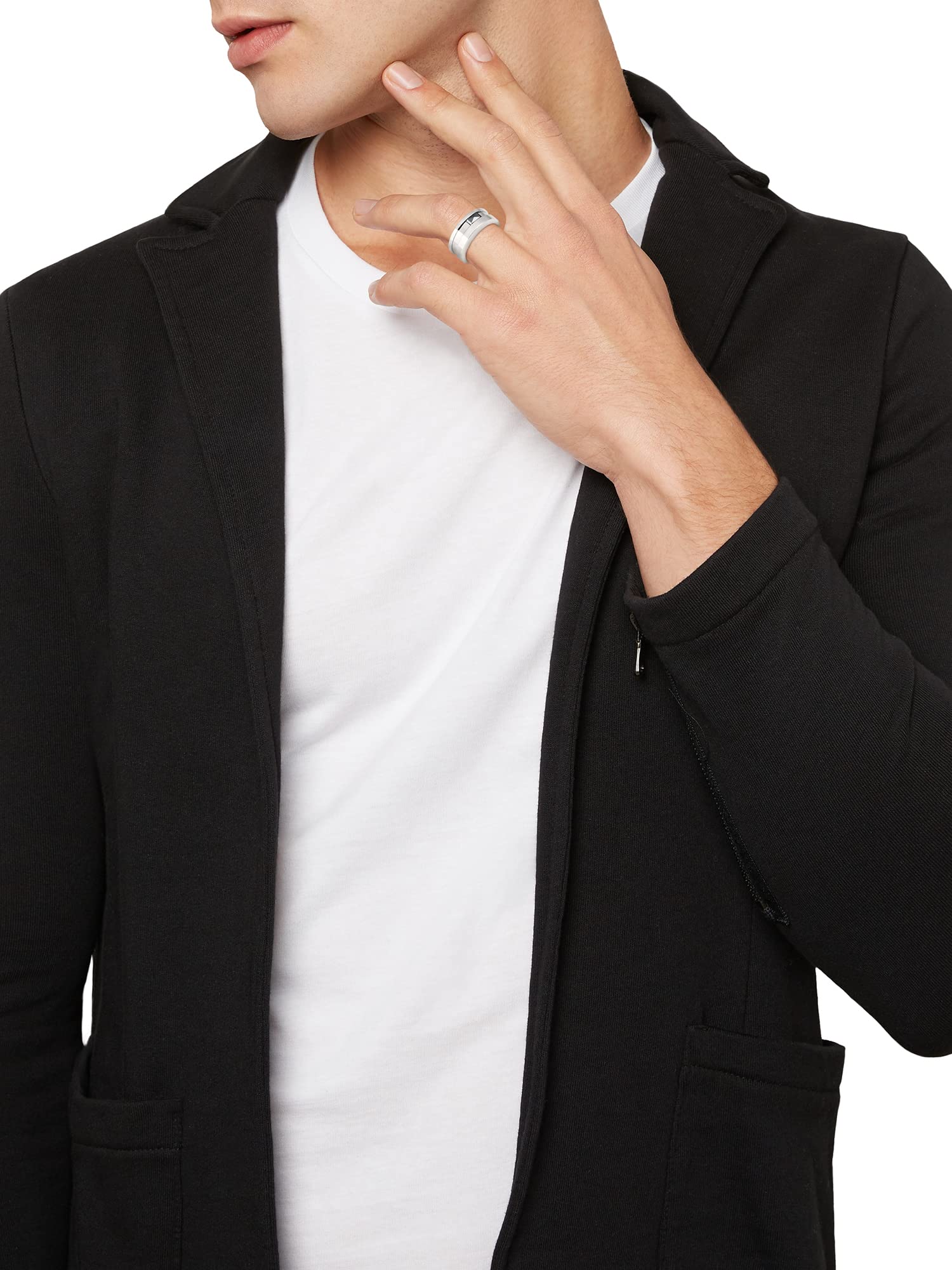 Breil Collezione CERAMIC BRICK, Anello Uomo in Acciaio, Ceramica, Gioiello idee regalo uomo