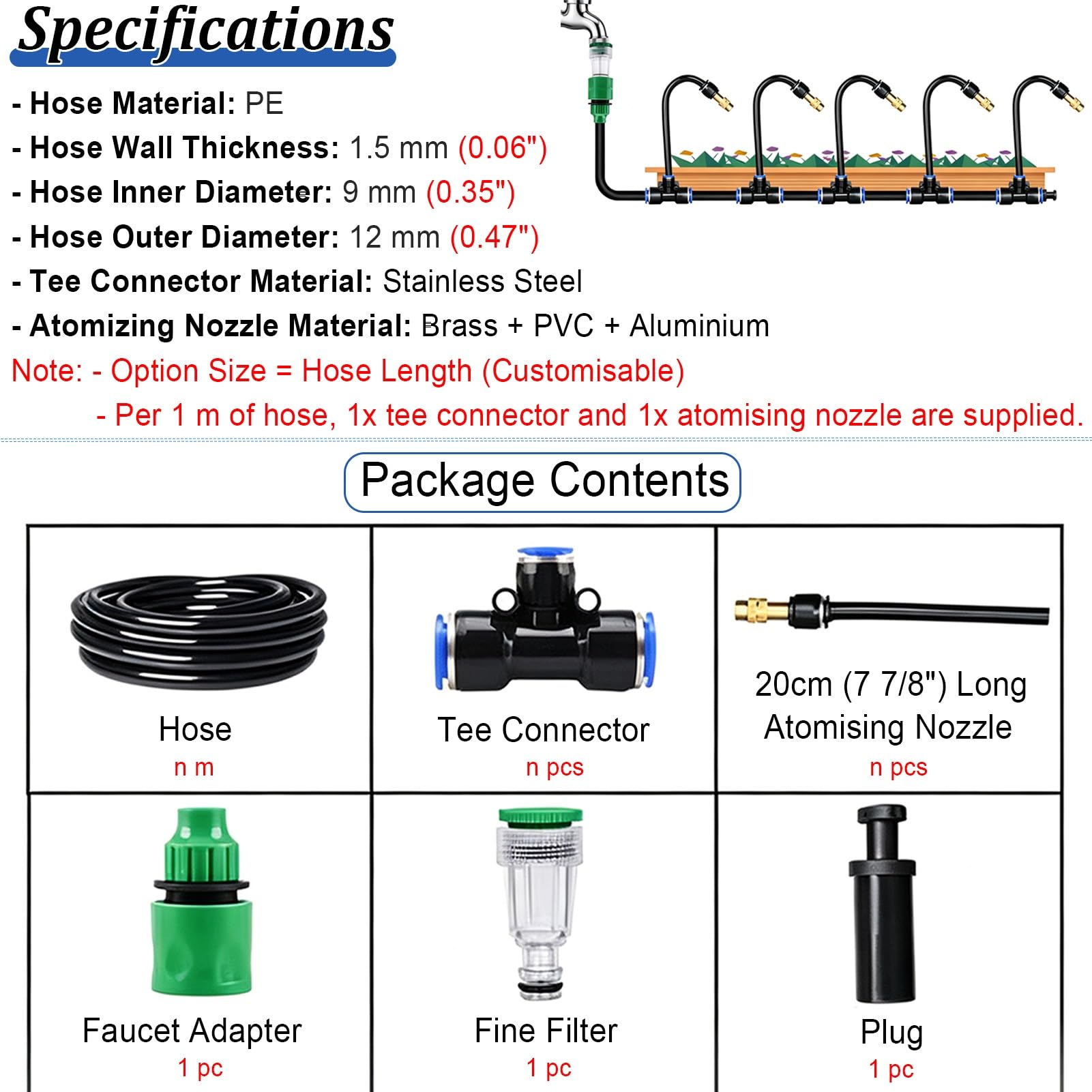 Sistema de Riego por Goteo Kit de Pulverización Refrigerante para la Unidad Exterior del Aire Acondicionado, Sistema de Nebulización con Boquilla Giratoria, Equipo de Riego Por Aspersión