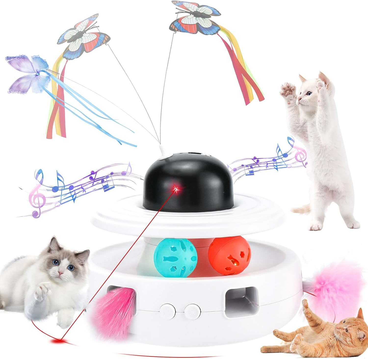 Ficuok 5 in 1 Interactive Cat Toy and Laser Indoor Cat Games and Enrichment