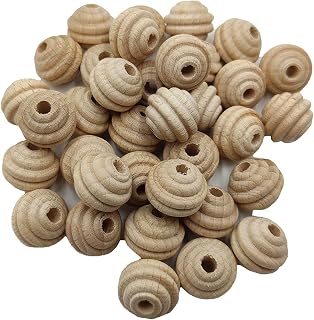 Arakierst 50pcs 16mm Beech Wood Color Threaded Wooden Beads Loose Honeycomb Beads Home Decoration Accessories DIY Wood Crafts Accessories Beads for Jewelry Making DIY Beading Necklace Product