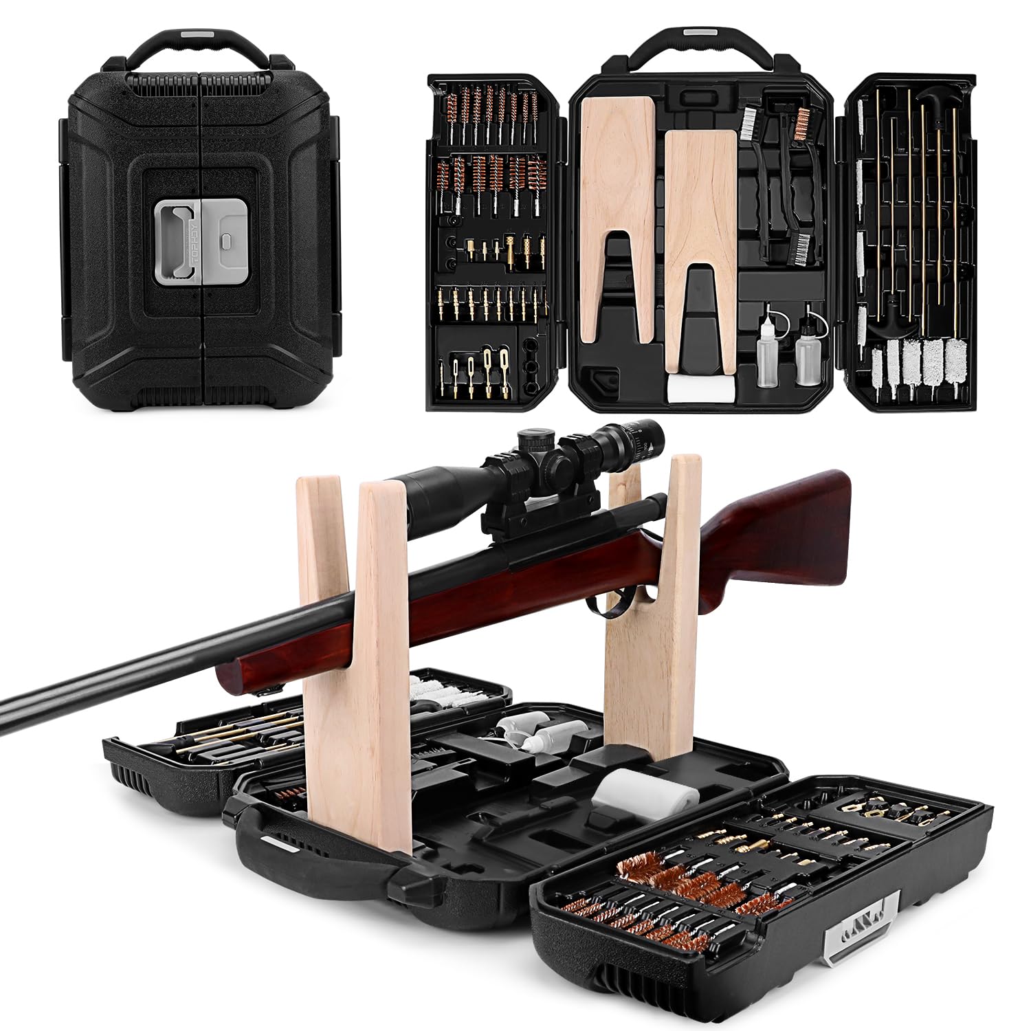 Universal Gun Cleaning Kit for All Caliber Compatible with Pistol Rifle Handgun Shotgun Hunting with Brass Rods and Cleaning Stand，Gifts for Men, Dad, Husband