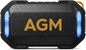AGM MagROCK Magnetic Bluetooth Speaker, IP67 Waterproof & Floatable, Strong Magnet Mount for Fridge & Toolbox, Drop-Proof Rugged Portable with RGB Lights, TWS Stereo, for Shower, Garage, Outdoor