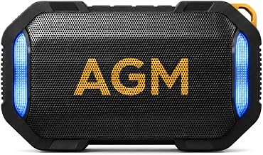 AGM MagROCK Magnetic Bluetooth Speaker, IP67 Waterproof & Floatable, Strong Magnet Mount for Fridge & Toolbox, Drop-Proof Rugged Portable with RGB Lights, TWS Stereo, for Shower, Garage, Outdoor