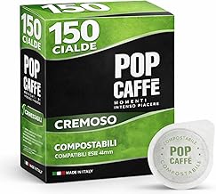 POP Coffee Pods ESE 44 Compostable – 150 Coffee Pods Creamy Red Blend, Intense Espresso, Compatible with ESE Machines 44 mm