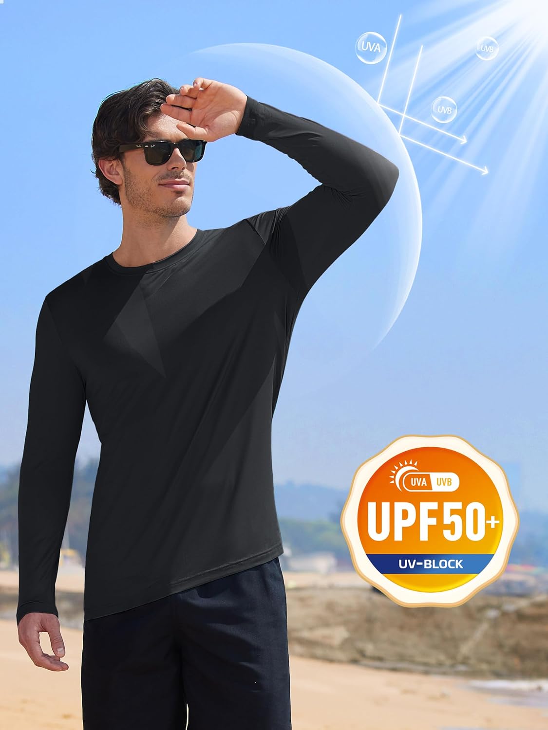 MAGCOMSEN Men's UPF 50+ Shirts Long Sleeve UV Protection Quick Dry T-Shirt Rash Guard for Fishing Running Beach - Image 2