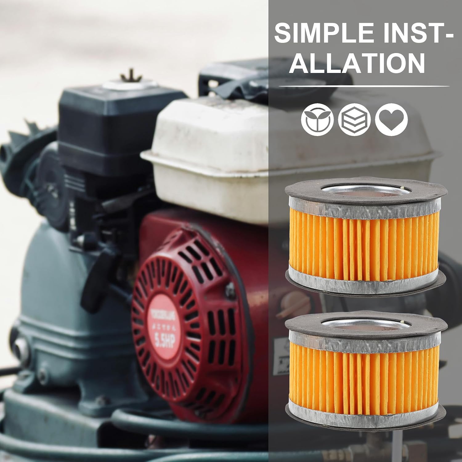STOBAZA Air Compressor Filter Elements and Universal Compatibility 2pcs Replacement with Dual Cylinder Design Filter Paper Material for Enhanced Air Pump Performance in Household