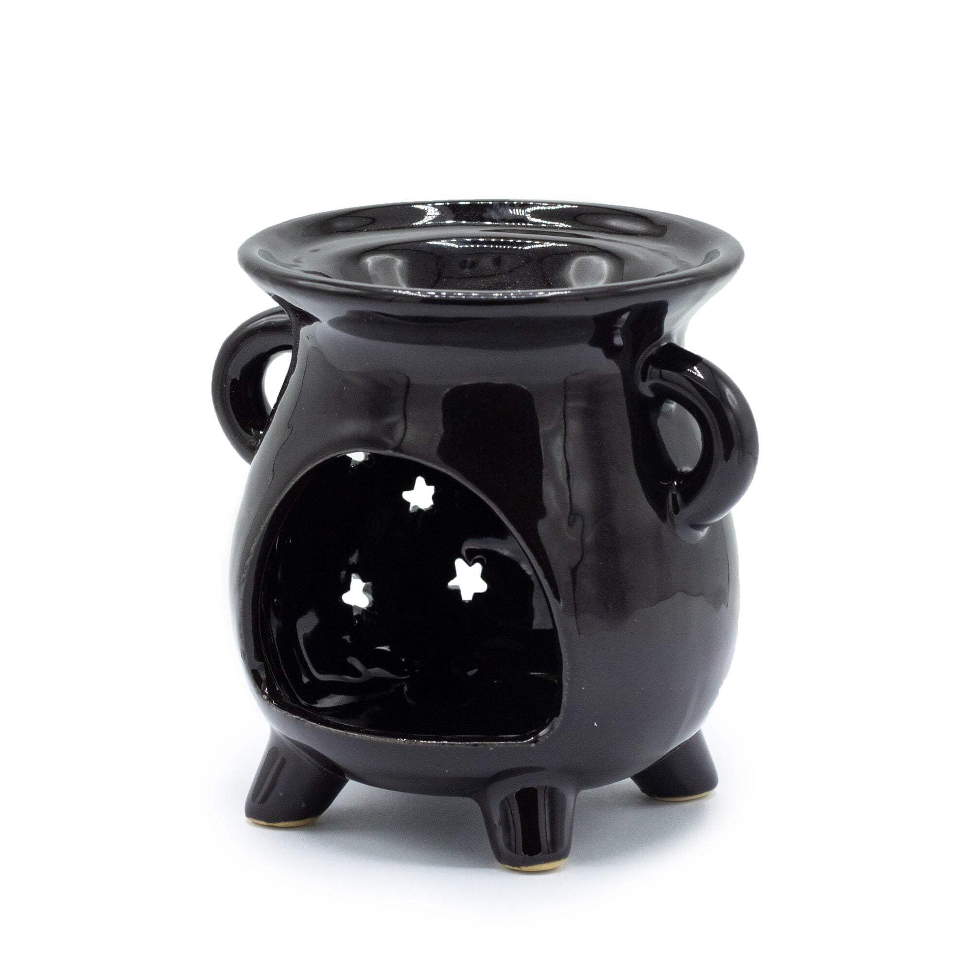 Serenity - Cauldron Oil Burner - Moon & Stars - Black