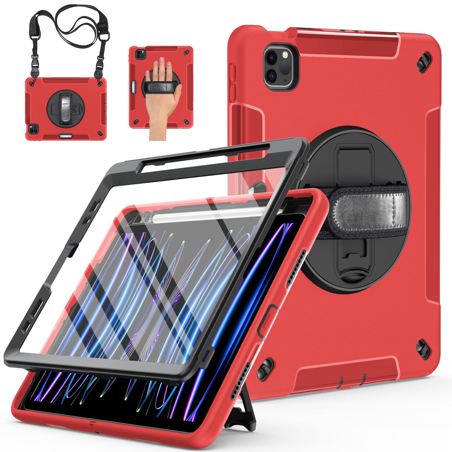 Case For IPad Pro 11 Inch Case 2022/2021: IPad Pro 11 Case 4th Generation, Military Grade Heavy Duty Shockproof Rotating Stand Hand/Shoulder Strap For IPad Pro 11 2021 3rd Gen Case, Blue - View #8