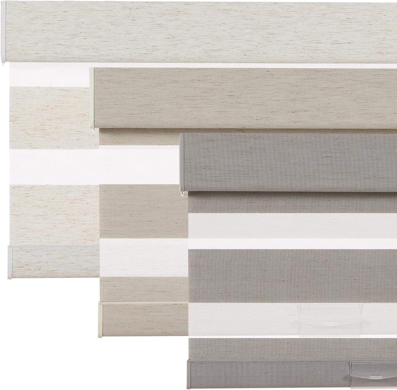 Persilux Linen Cordless Zebra Blinds for Windows, Privacy Light Filtering Dual Layer Blinds for Day and Night, Roller Shades for Bedroom,Living Room,Office (Custom Size,Grey)