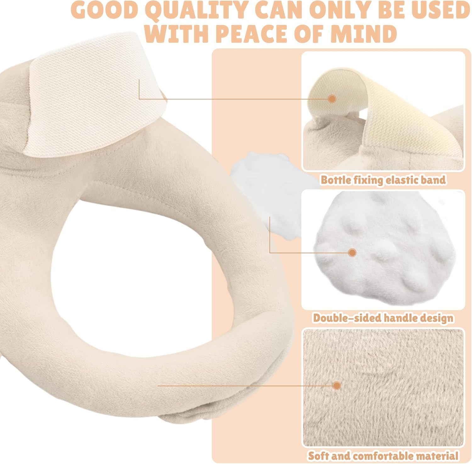 Baby Bottle Holder Pillow for Newborns & Infants - Adjustable Baby Feeding Support, Self Feeding Nursing Pillow to Prevent Arm Fatigue, White (No Bottle) image 4 of 7 B0FPCCNRKN