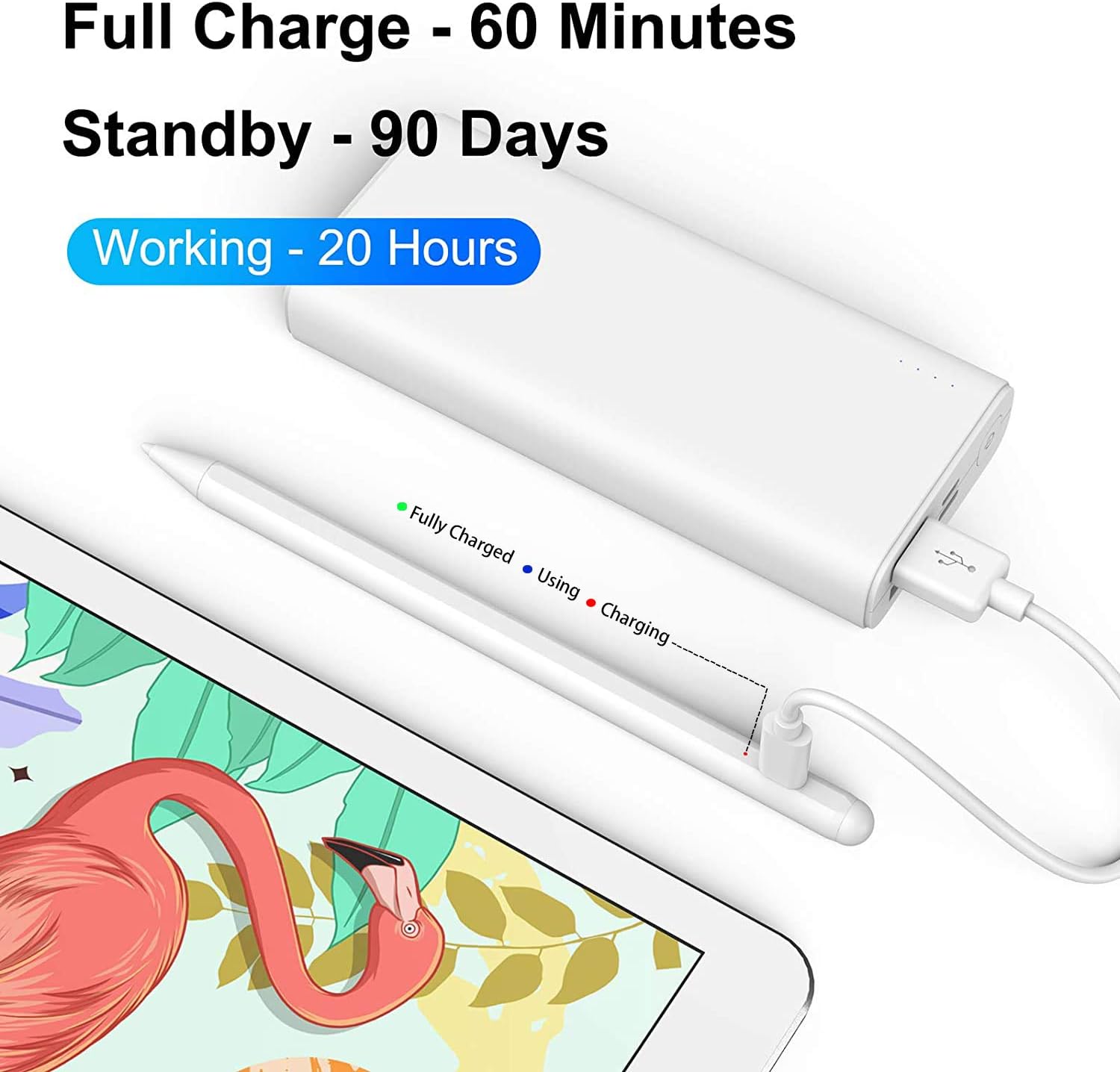 Stylus Pen with Palm Rejection, Active Pencil for iPad Compatible with (2018-2021) Apple iPad Pro(11/12.9"), iPad 6th/7th/8th Gen, iPad Mini 5th Gen, iPad Air 3rd/4th Gen for Precise Drawing /Writing