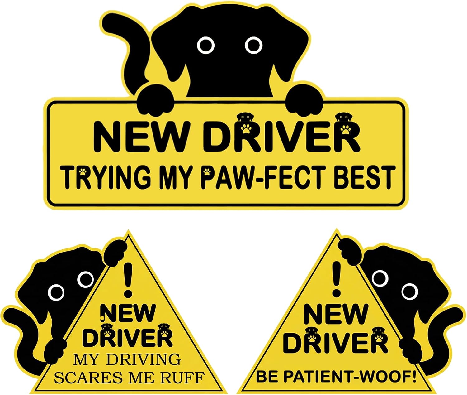 Large Student Driver Magnet for Car, 3 PCS New Driver Magnet Sticker Sign for Car, Reflective Magnetic Warning Bumper Sticker for Students Novices, Removable Safety Rookie Attention Sign