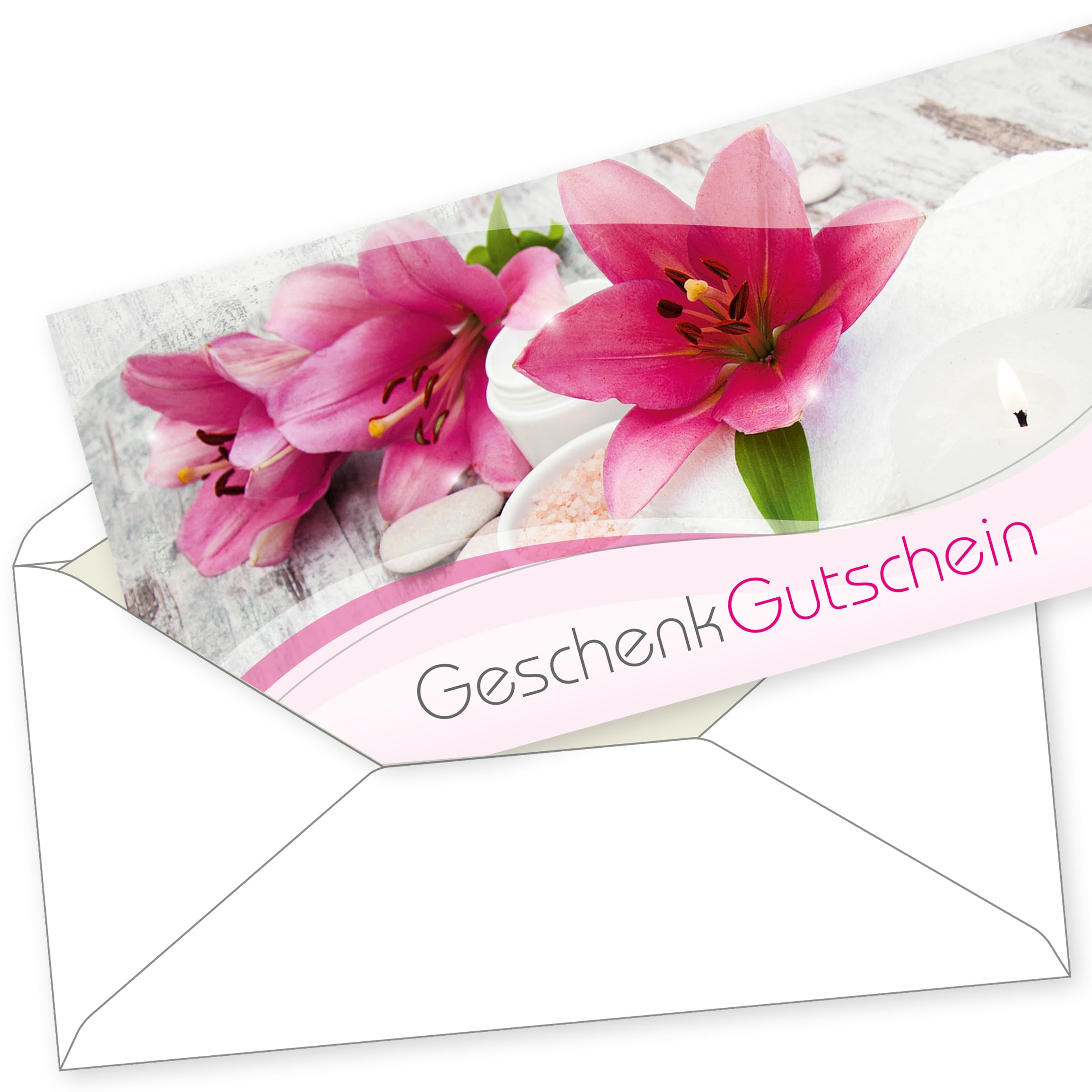 tatmotive Geschenk-Gutscheine Wellness & Kosmetik (500 Stück mit Umschläge) zum Stempel, für Massage & Beauty Gutschein-Karten