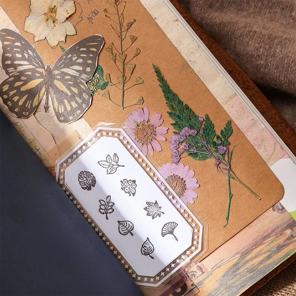 25 Pcs Small Plant Wooden Rubber Stamps Set, Mini Plant Decorative Wooden Stamp Leaf Wooden Rubber Stamps