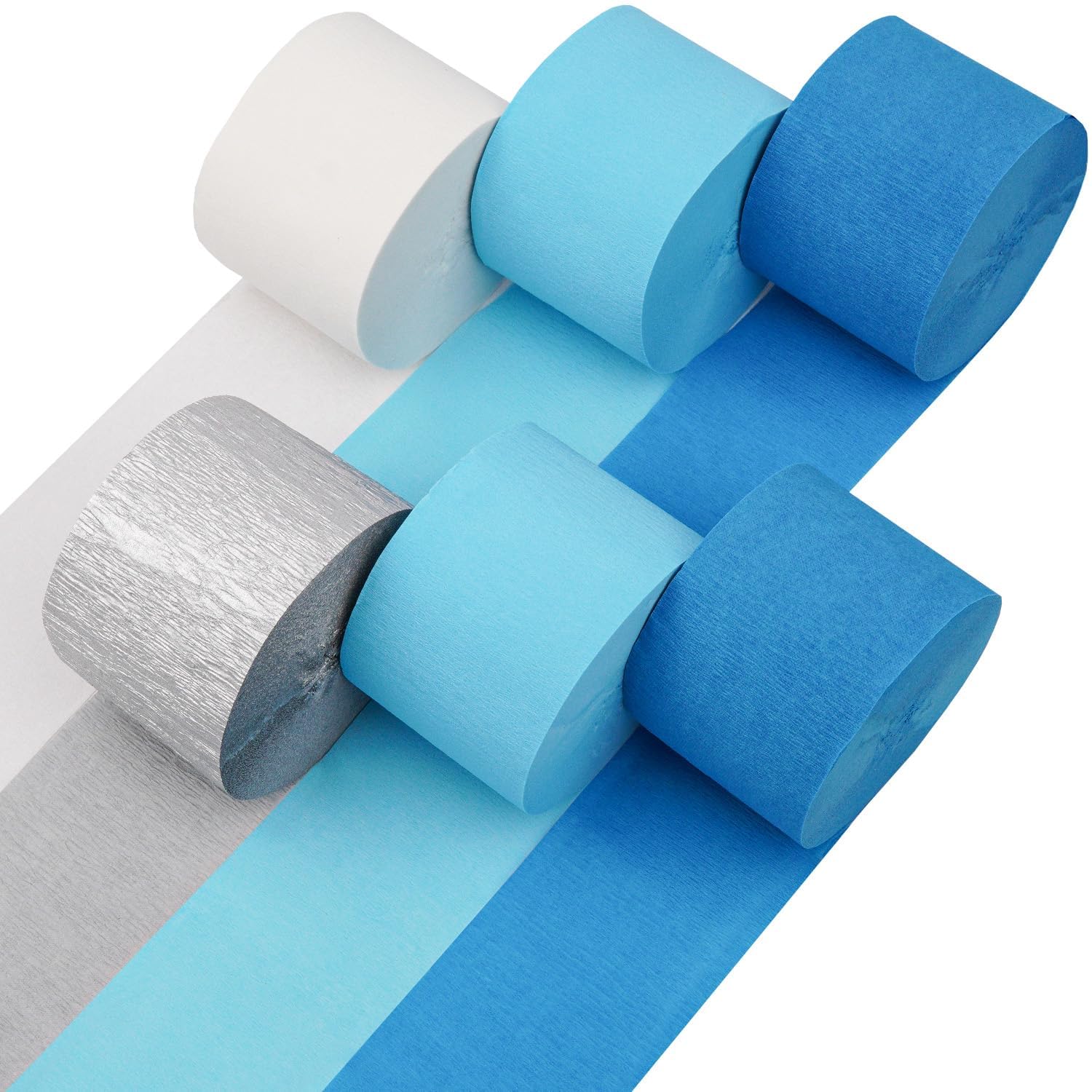 6 Light Blue Streamers, 492ft Pack of Crepe Paper Party Decorations