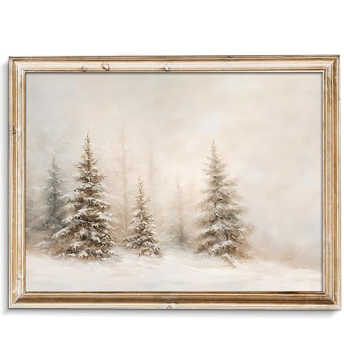 uniro Christmas Pine Tree Wall Art Vintage Neutral Christmas Decor