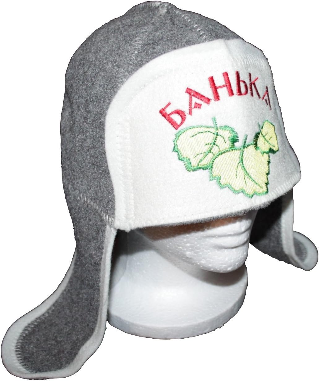 Russian Gray Wool Felt Ushanka Style Hat for Sauna Banya Steamroom Ban'ka