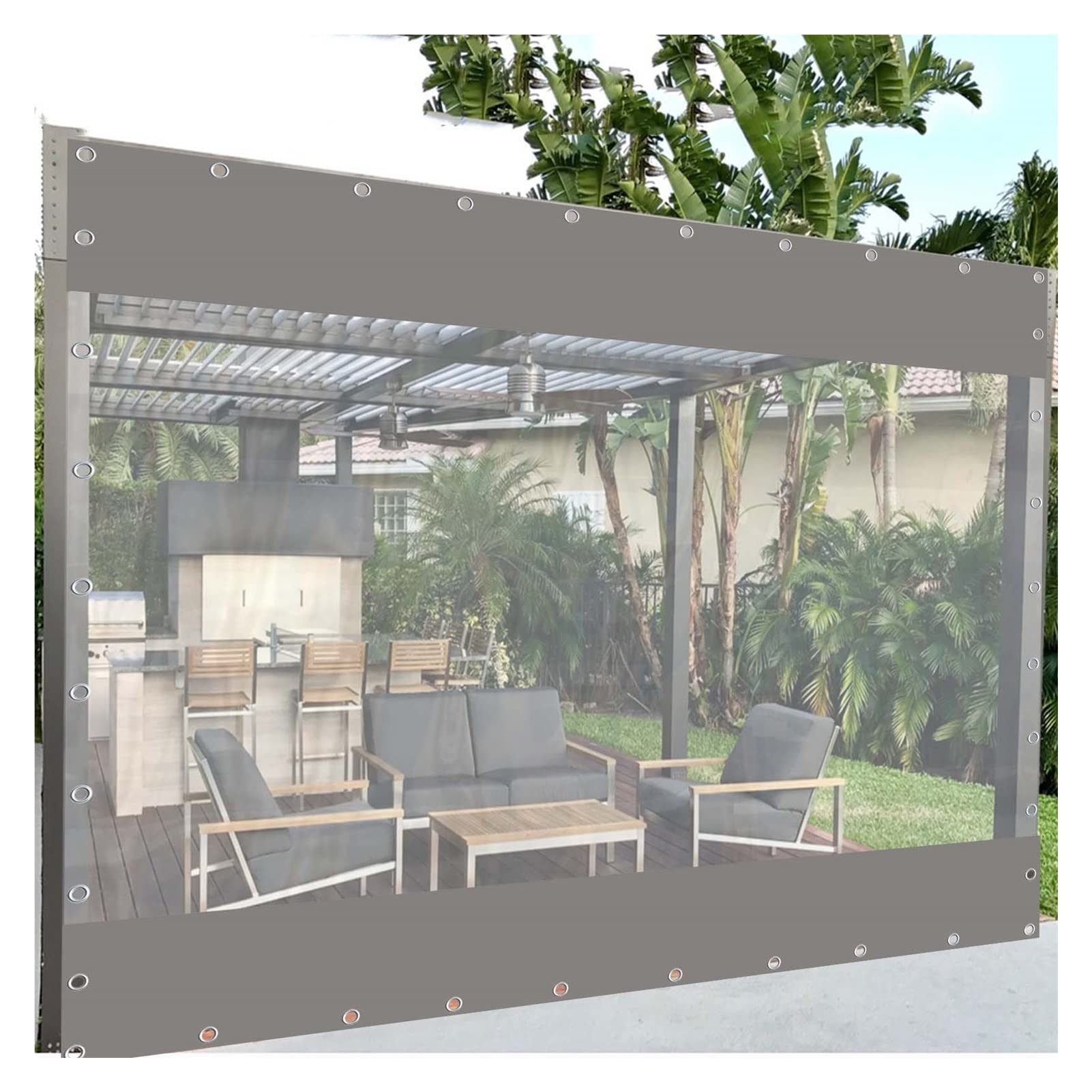 Waterproof Transparent PVC Pergola Curtains - Ideal for Patio, Porch, Carport - Pavilion Splicing Tarpaulin with Grommet - Partition Curtain for Privacy & Protection