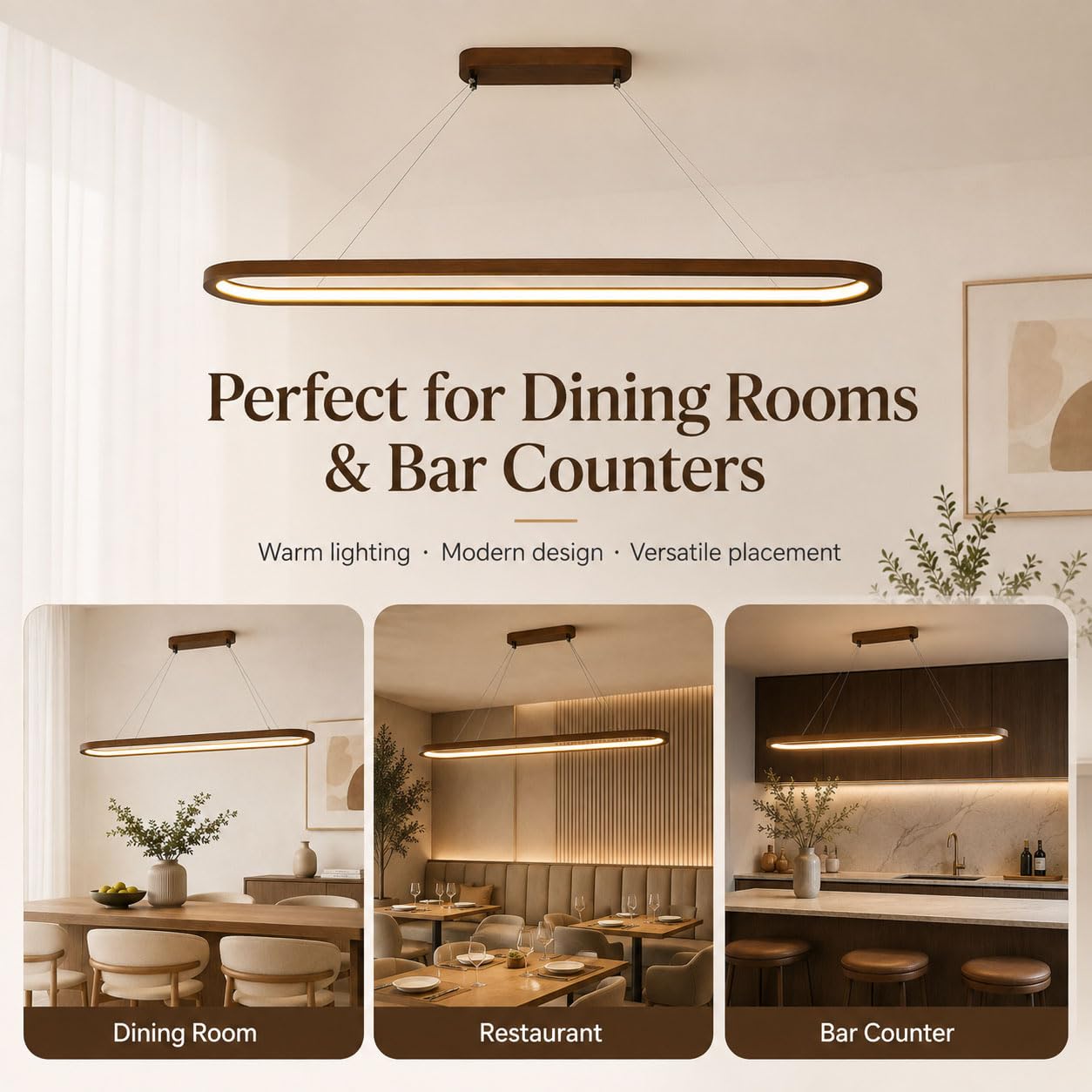 Lampada a Sospensione LED in Legno e Acrilico, Lampada Moderna Dimmerabile con Telecomando, 3000–6000 K, Altezza Regolabile Fino a 100 cm, per Cucina, Tavolo da Pranzo e Soggiorno,B,90cm