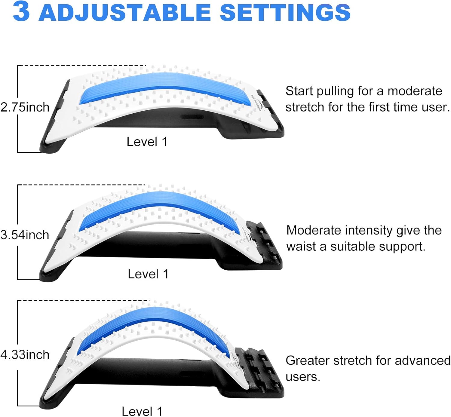 Flаѕh Dеаlѕ - 80% оƒƒ Back Stretcher Device - Lower Back Pain Relief, Lumbar Stretching Treatment，Spinal Stenosis - Posture Corrector - Back Support for Office Chair(White/Blue)