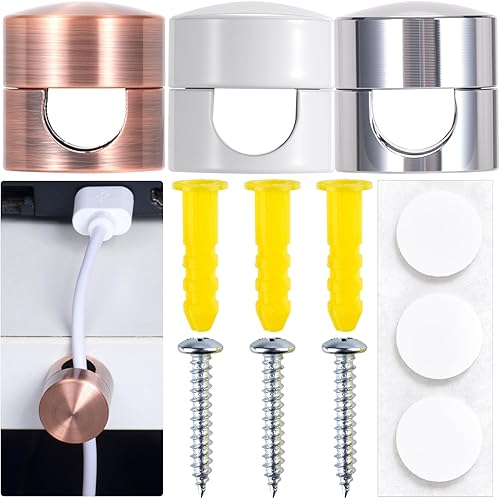 Miniatura 29 de 3 juegos de soportes de cargador para cables, soportes de anclaje de cable ajustables de color cobre antiguo, clips de cable de metal adhesivo,